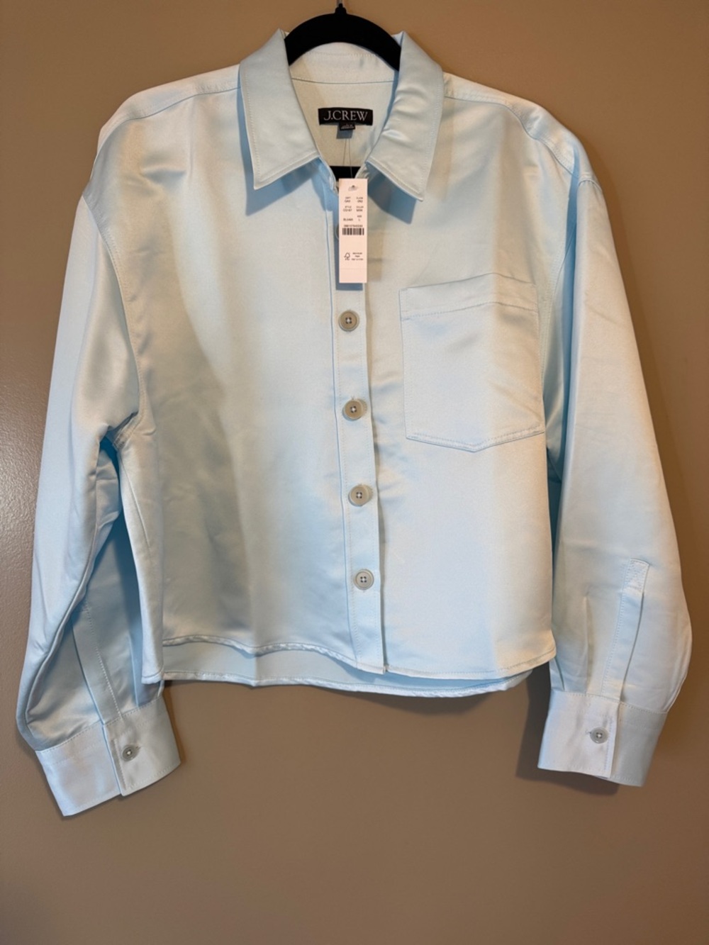 J. Crew Étienne cropped button-up shirt in duchesse satin - Picture 2 of 5